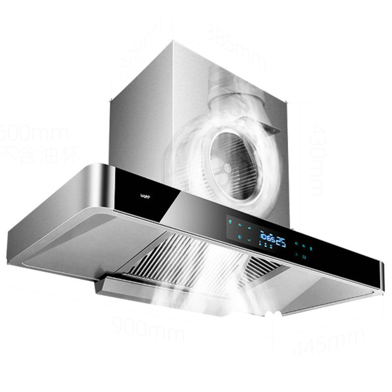 Intelligent cleaning top suction range hood household eight key touch large screen range hood deep cavity clean exhaust kitchen