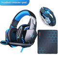 Gaming Headset Headphones with microphone Stereo Earphone+Gaming Mouse Mice 4000 DPI Wired USB Optical for PC+mosue pad gift