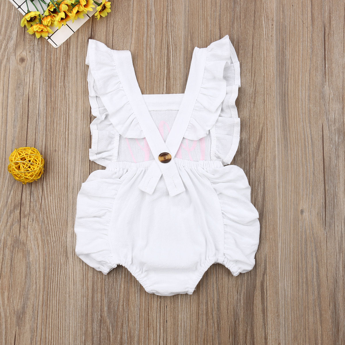 Pudcoco Newborn Baby Girl Clothes Sleeveless Solid Color ONE Print Cotton Romper Jumpsuit One-Piece Sunsuit Outfit Summer