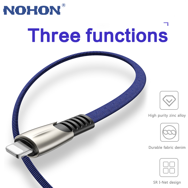 NOHON 3M 2M Fast Charging Cable 3A USB Cable For iPhone X Xs Xr 8 7 6S 6 Plus SE iPad iPod Macbook iOS Cable Quick Charger Cord