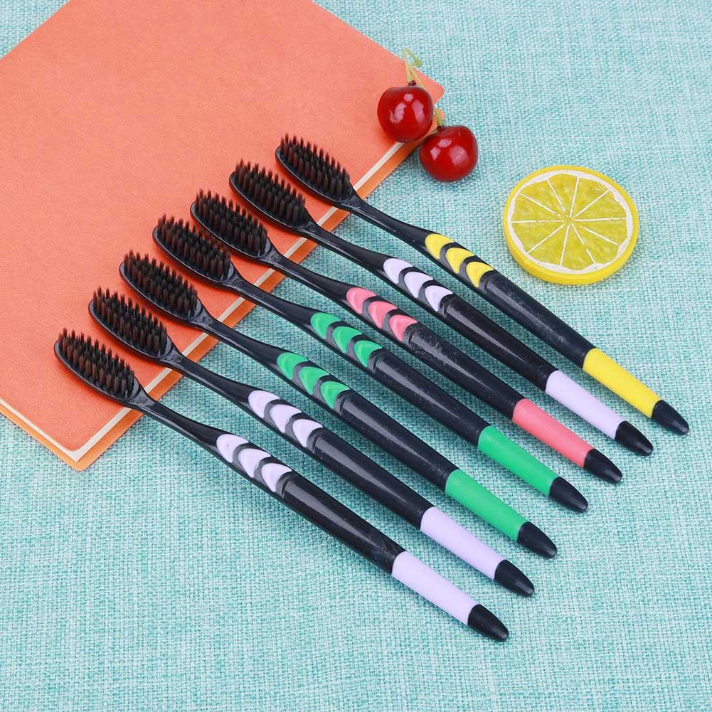 5/10PCS Adults Soft Bamboo Charcoal Toothbrush Dental Tongue Cleaner Ultra Toothbrushes Healthy Teeth Cleaning Tooth Brush Set