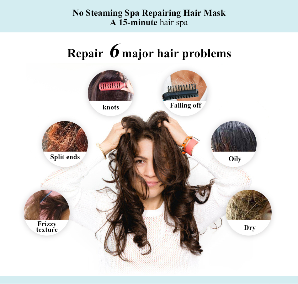 OMY LADY Repair Damage Hair Root Hair Tonic Keratin Hair & Scalp Treatment Disposable No Steaming Spa Repairing Hair Mask 30ml