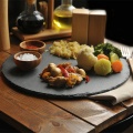 Slate Stone Coasters Round Black Natural Edge Stone Drink Coaster Pad Serving Plate For Home Bar Kitchen