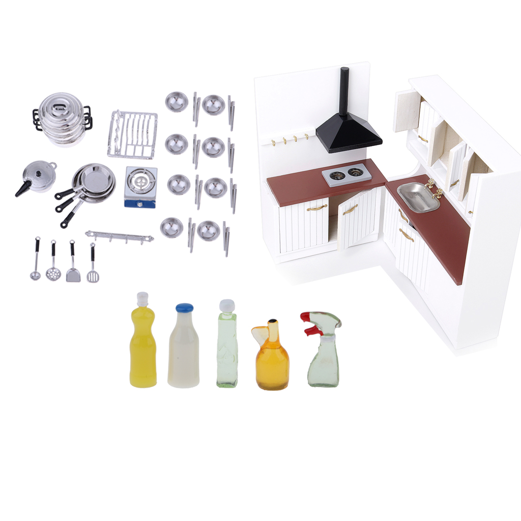 1/12 Dollhouse Cabinet Model Cleaning Kit Tableware Set for Kitchen Dining Room Furniture Life Scenes Accessory