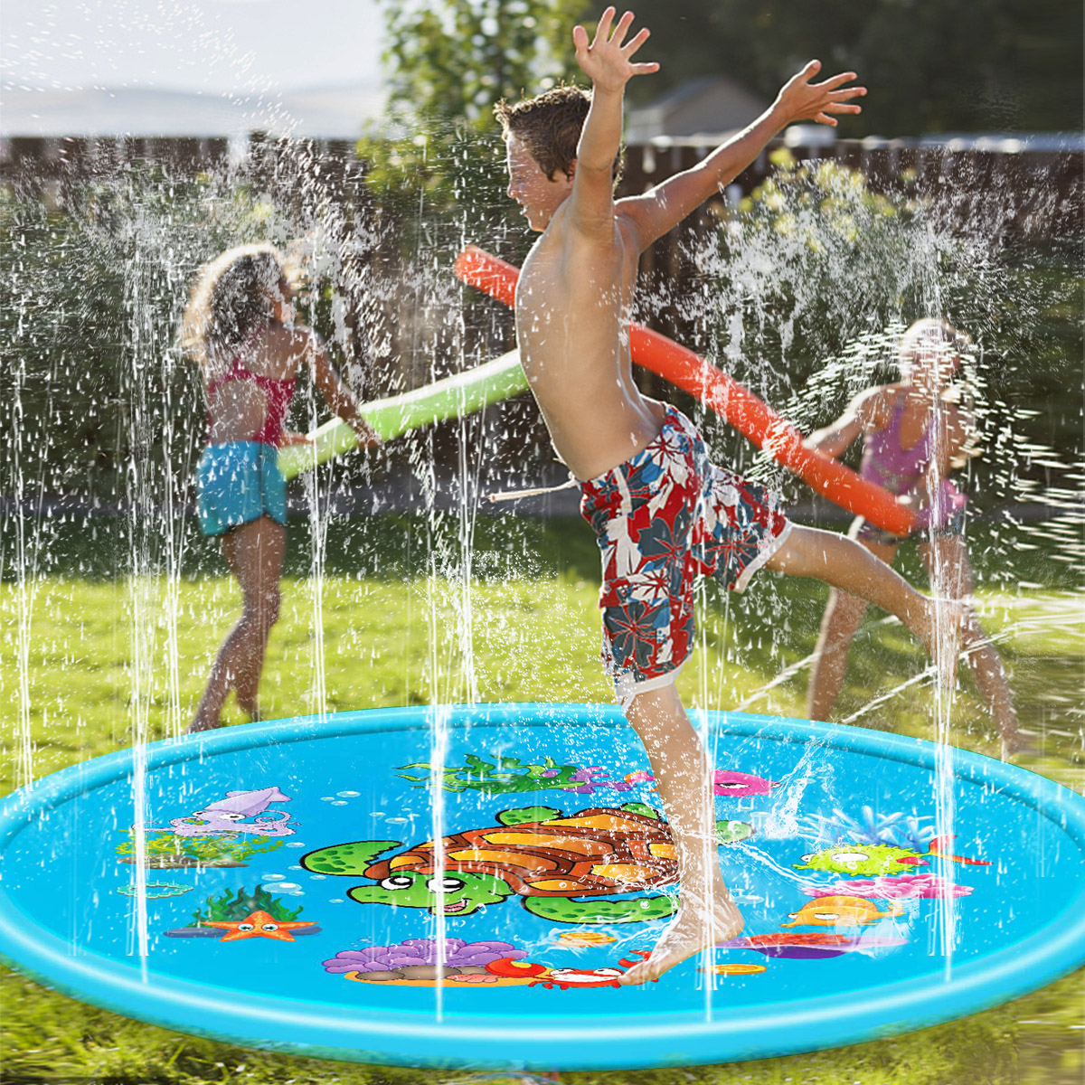Folding Portable Sprinkler Water Play Mat 110cm Or 170cm Outdoor Inflatable Child Toddler Fountain Play Pad Water Play Equipment