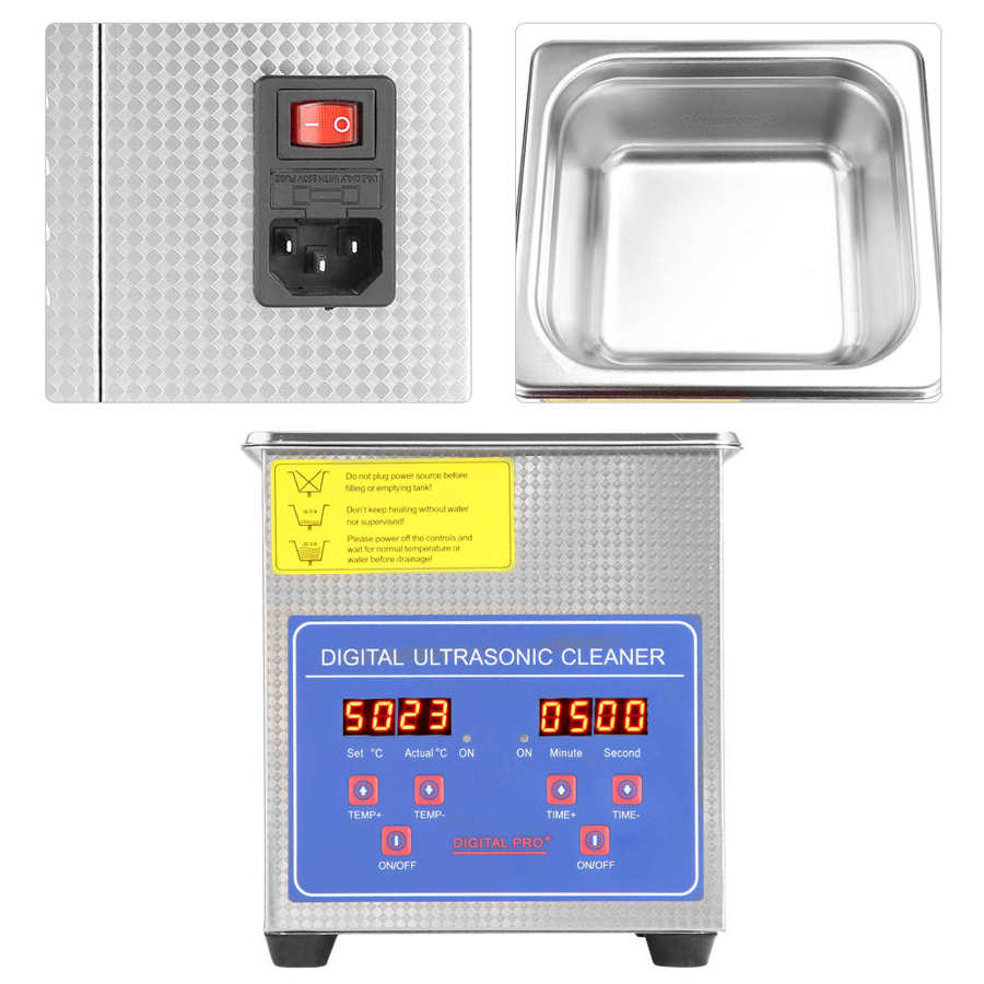 1.3L Ultrasonic Cleaner Machine for Bath Jewelry Glasses Stainless Steel Heater Timer Industrial Grade Cover Timer Cleaning