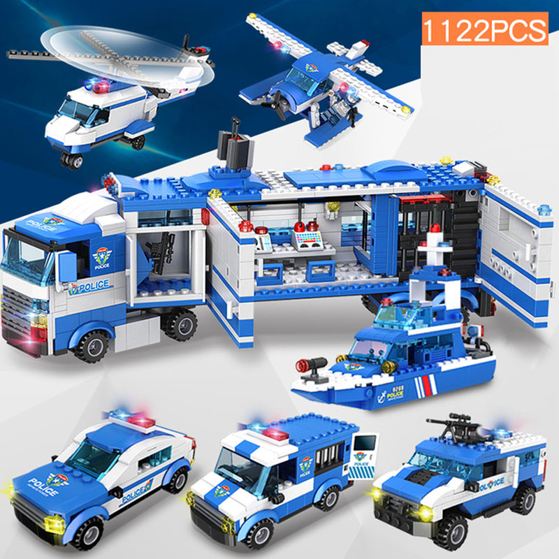 SEMBO BLOCK City SWAT Police Station Truck Building Block Set Technic Car Constructor Ship Helicopter Brick Kids Toys