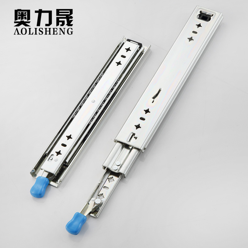 AOLISHENG Drawer Runners With Lock Ball Bearing Three Fold Full Extension Heavy Duty Slide Rail