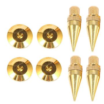 4 Pairs M6 36mm Gold Plated Copper Isolation Spike + Base Pad Mat for Speaker