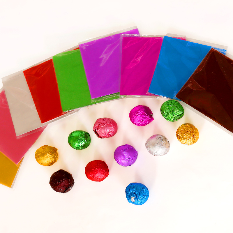100pcs/lot 8*cm 10*10cm Colorful Tinfoil Paper Chocolate Paper Candy Tea Packaging Aluminum Foil Paper For Chocolate Fountain