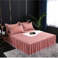 Home Textile 1/3pcs Solid color Bedspread Bed sheet Romantic Bedding polyester/cotton Bedclothes Bedcover For 150X200/180X200