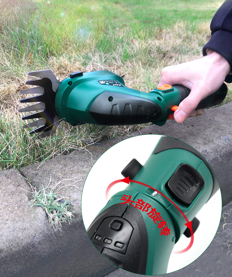 2PCS Blades Lithium-ion Cordless Garden Tools Hedge Trimmer Rechargeable Hedge Trimmers for Grass 7.2V Electric Trimmer 2 in 1