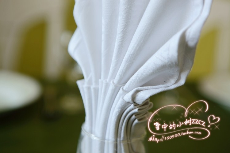 10pcs/lot restaurant white cotton cloth napkins folded cotton jacquard fabric, lint-free cloth to wipe the cup 51*51cm