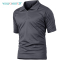 WOLFONROAD Outdoor Golf Sport Hiking Tops Zipper Collar Men's Tactical Army Shirts Military Pullover Hunting T-Shirt Men T shirt