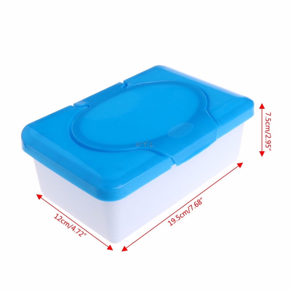 Dry Wet Tissue Paper Case Baby Wipes Napkin Storage Box Plastic Holder Container blue