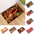 Hot Sale Christmas Floor Mat Santa Claus Flannel Carpet Rug Non-Slip Xmas Decor Beautiful Holiday Decorations Create Atmosphere