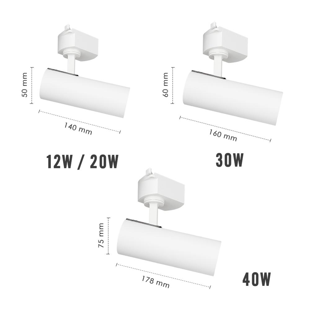 COB LED Track Light 12W 20W 30W Rail Lamp Indoor Lighting AC 220V 240V Angle Adjustable Spotlight Clothing Store Dressing Room