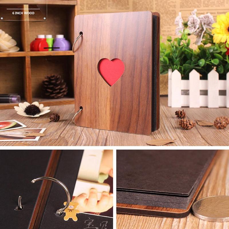 6 Inch Wooden Photo Album Baby Growth Memory Life Photo Relief Book Record Book Scrapbooking Paste Photo Album