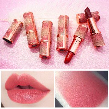 Starry sky rainbow velvet lipstick round tube INS hot sale velvet texture lasting moisturizing lips, waterproof and non-fading