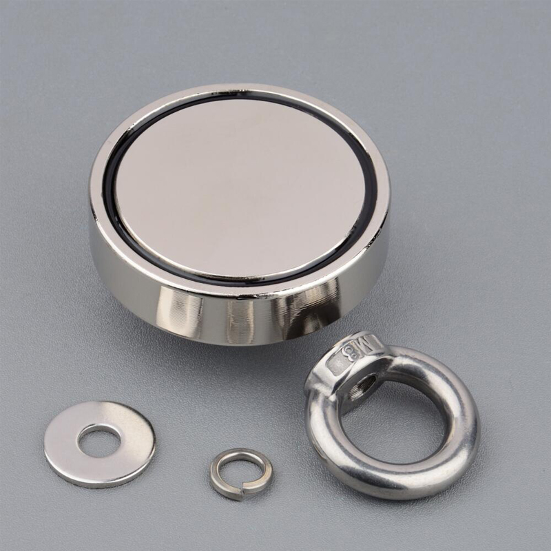 200Kg Design Magnet Strong N52 Neodymium Permanent Magnet 60mm Fishing Magnets with Ring Super Imanes Magnetic Material Base