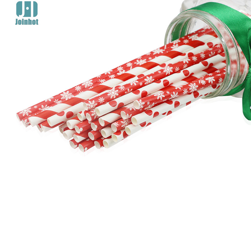 100pcs/lot red snow points Christmas style Paper Drinking Straws Drinking Tubes Party Supplies Decoration Baby shower