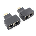 2017 1 Pair HDMI To Dual Ports RJ45 Network Cable Extender Over by Cat5e/Cat6 Cables 1080p For HDTV HDPC PS3 STB 30m