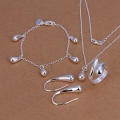 925 sterling Silver Wedding women high-quality classic drop bracelets earrings necklace rings fashion jewelry sets S223