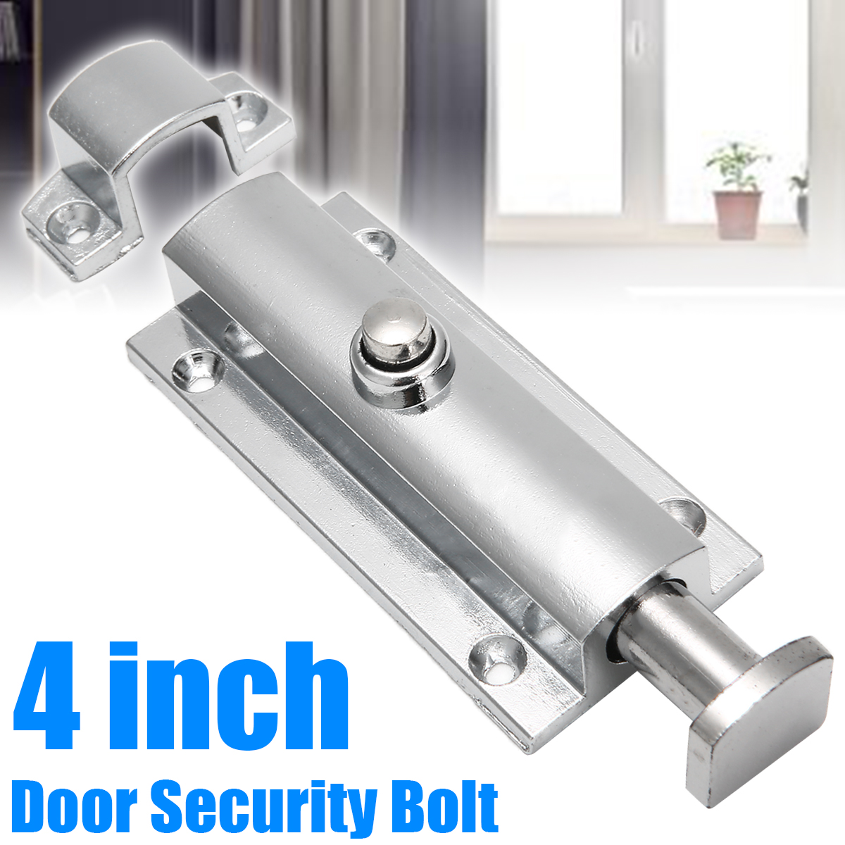 4'' Chrome Door Lock Door Window Security Bolt Door Lock Latch for Hotel Office Home Security Lock Gate Cabinet Latch