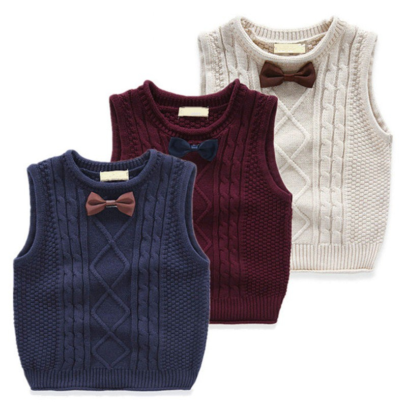 Fashion Spring Autumn Knitted Casual Boys Sweaters Vest Baby Boys Preppy Style Vest Kids Outerwear Waistcoat Children Knitwear