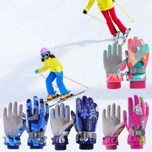 1 Pair Professional Kids Ski Gloves Winter Warm Snowboard Gloves Children Motorcycle Riding Waterproof Snow Gloves