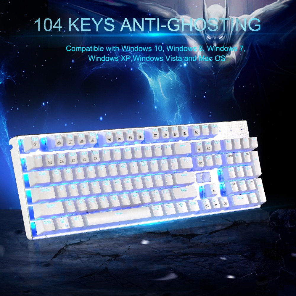 Eagle Z-88Mechanical Gaming Keyboard Tactile Brown Switches RGB Backlit Aluminum Compact Ergonomic 104 Keys White Keyboard