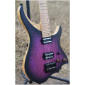 NK Headless Electric Guitar Model Purple burst Color Flame maple Neck in stock Guitar free shipping