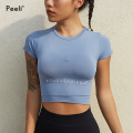 Peeli Short Sleeve Gym Top Sports Shirt Women Yoga Top Fitness Cropped Top Sport Running Active Wear Breathable Workout T-Shirts