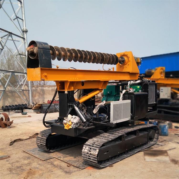 Automatic loading guardrail hydraulic pile driver with crawler photovoltaic