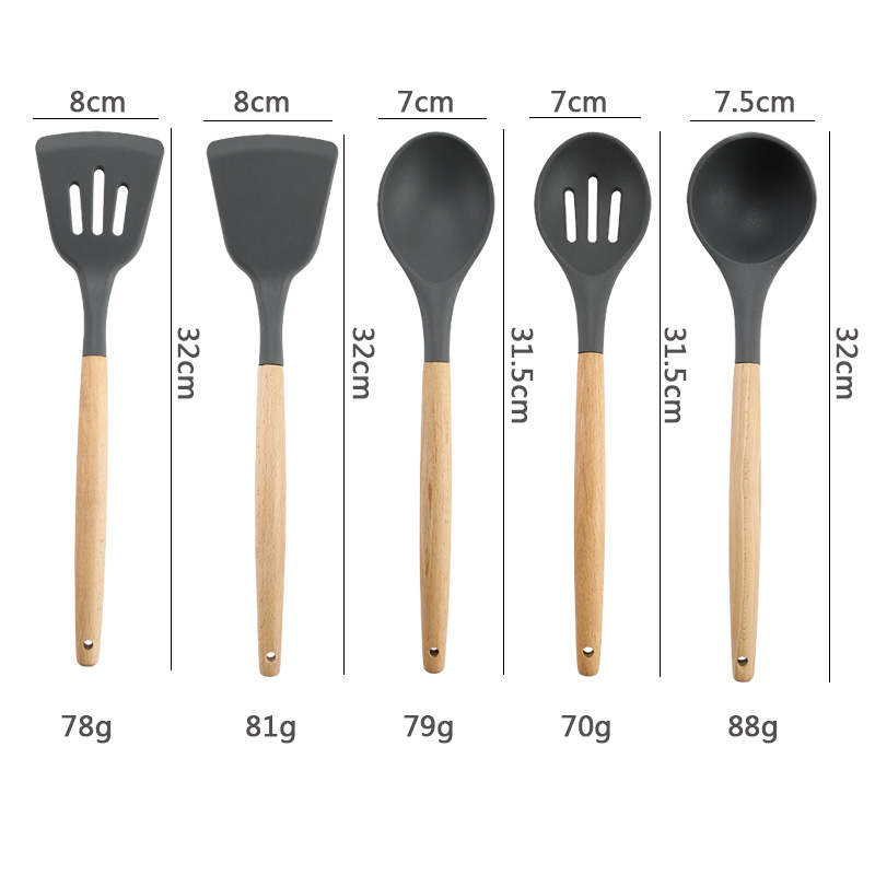 12pcs/set Silicone Kitchenware Non-stick Cookware Cooking Tool Spatula Ladle Egg Beaters Shovel Spoon Soup Kitchen Utensils Set