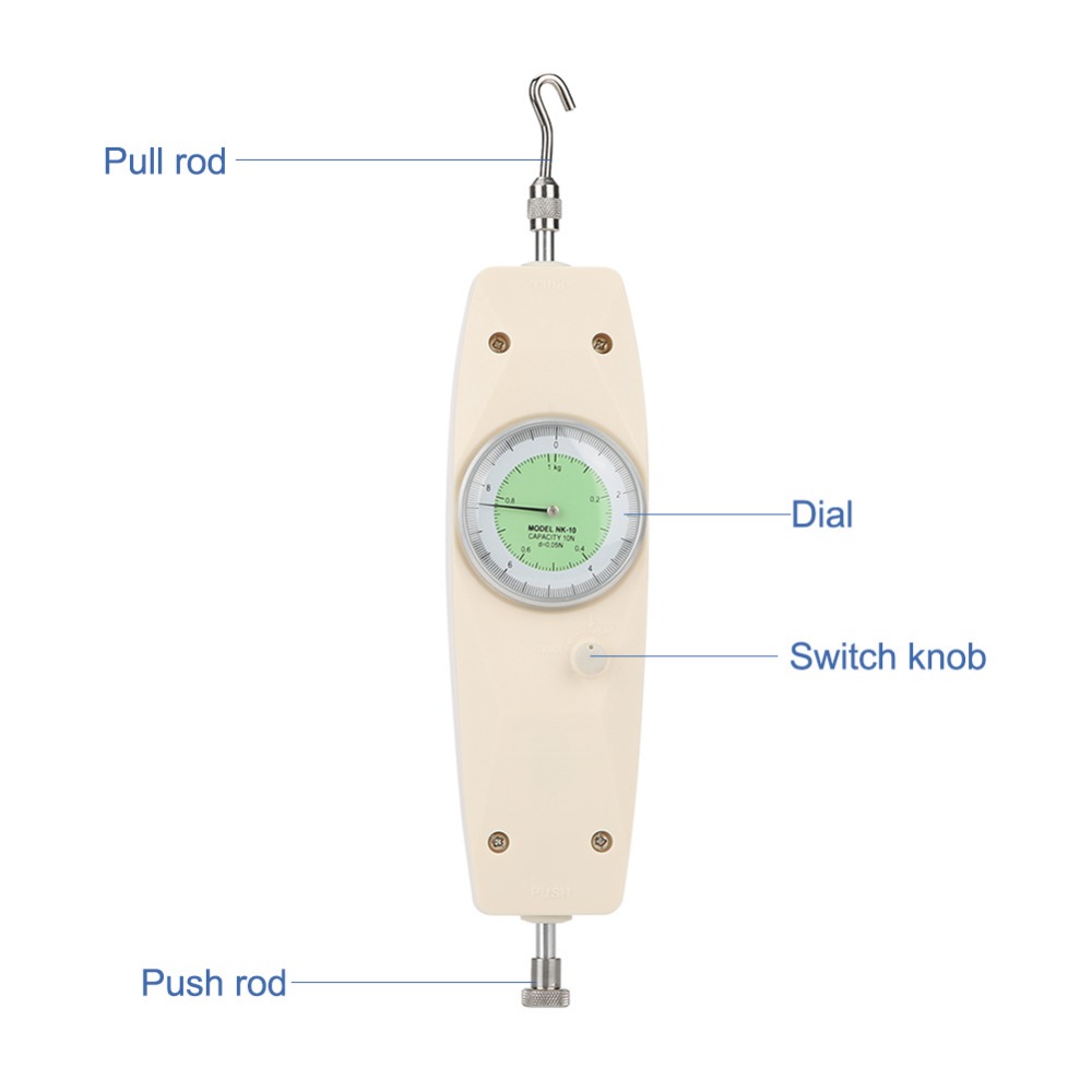 10N Analog Dynamometer Force Measuring Instrument Tester Push Pull Force Gauge Meter 0.1N Division