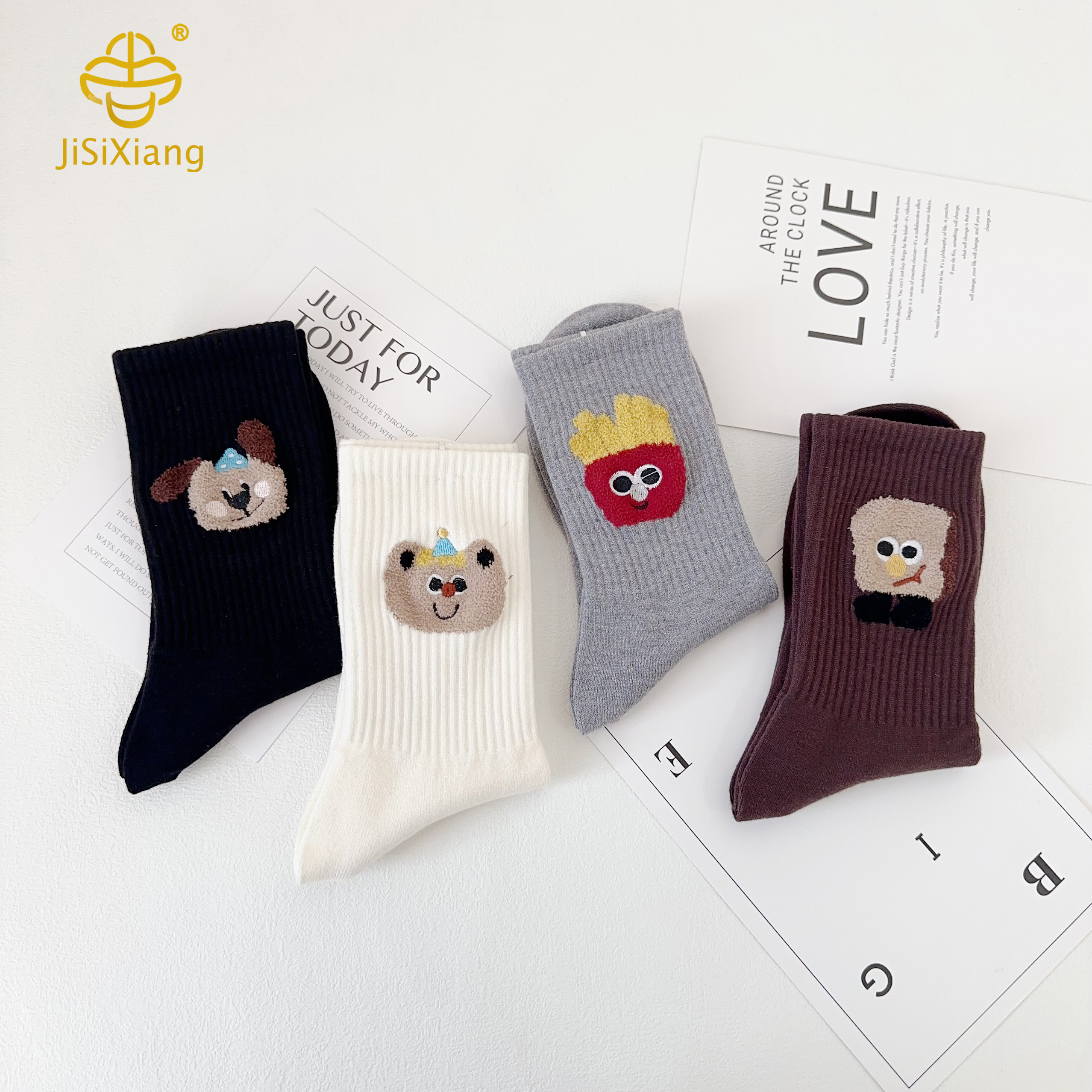 Korean version of bear ins mid-tube socks