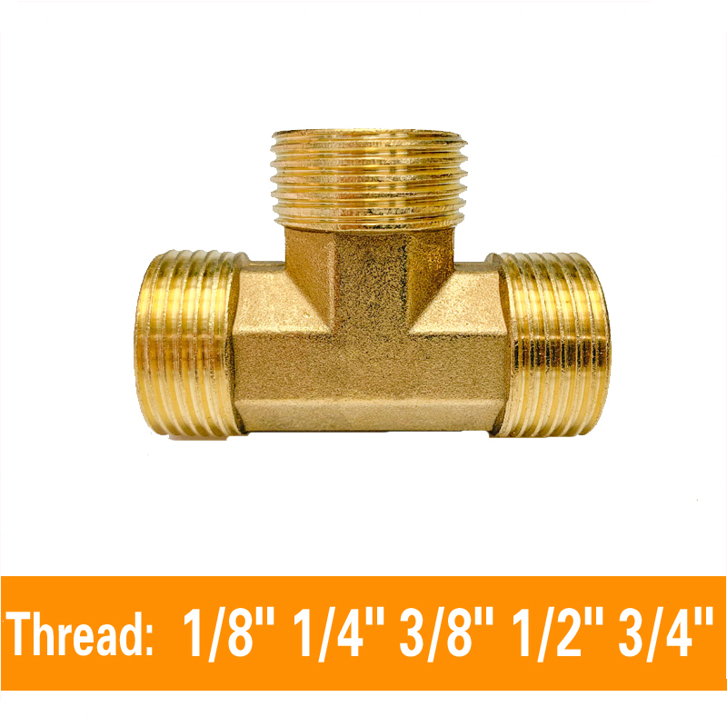 APS Tee Type Brass Pipe Fitting Male Female Thread 3 Way 1/8" 1/4" 3/8" 1/2" BSP Copper Fittings Water Oil Gas Adapter