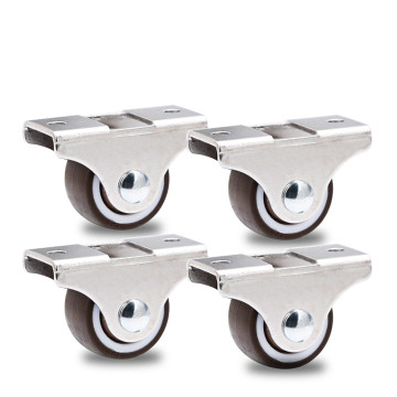 4 Pcs Hot New Arrival 1 Inch Dia Universal Furniture Caster Furniture Trolley Iron Top Plate Silent Rubber Fixed Caster Wheel