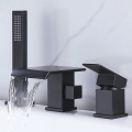 Black Deck Mount Tub Faucet with Hand Shower Sprayer