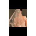 One Layer Beaded Wedding Veils Romantic White Ivory Tulle Bridal Veil Cathedral Veils with Comb