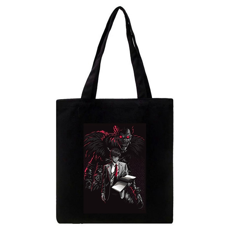 Death Note Anime Fashion Canvas Bag Shopper Harajuku Goth Punk Large Capacity Women's bags Casual Shoulder Bag Vintage Handbag