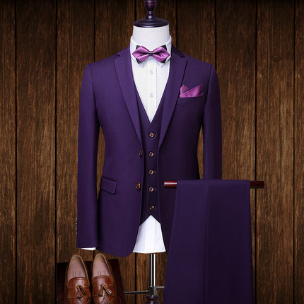(Blazer+Pants+Tie) Classic Men Formal Business Suit Slim Royal Blue Wedding Groom Wear Male Suit Black Gentlemen Costume