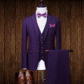 (Blazer+Pants+Tie) Classic Men Formal Business Suit Slim Royal Blue Wedding Groom Wear Male Suit Black Gentlemen Costume