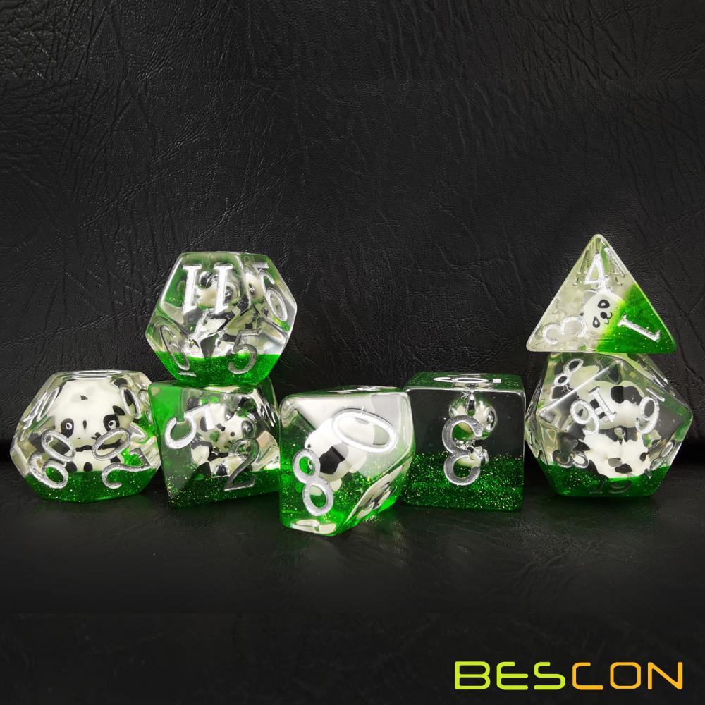 Bescon Oversized DND Animal Dice Set of Panda, Giant 7pcs Panda Polyhedral D&D Dice Set, Big Sized Dungeons and Dragons Dice