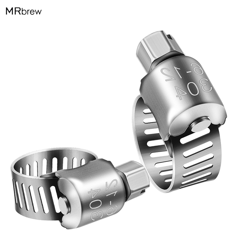 2pcs/lot Hose Clamp Stainless Steel Clamps Worm-Gear Hose Clamp, Tube Fasterner 6-12mm Spring Clip