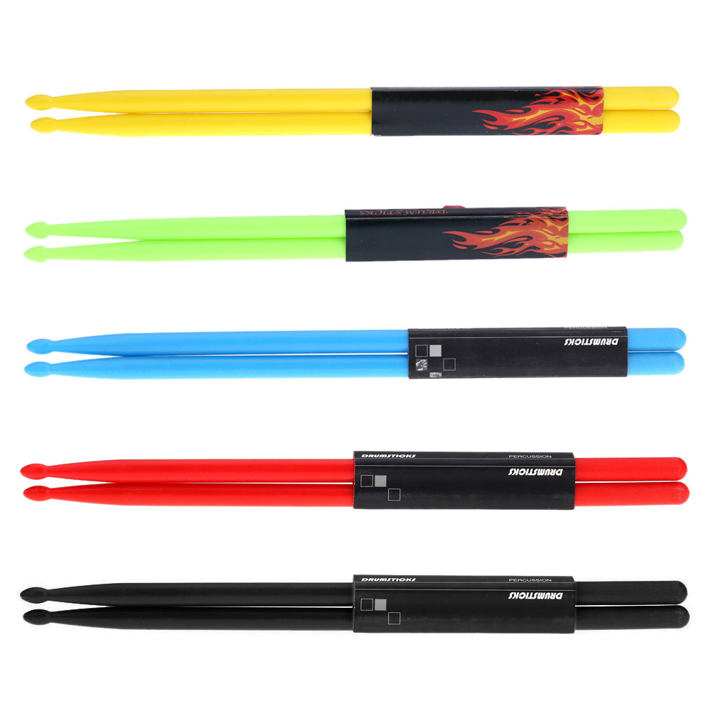 Druml Accessories 5A Drumsticks Drum Sticks Nylon Material Lightweight Design for Drum Set 5 Colors for Choosing