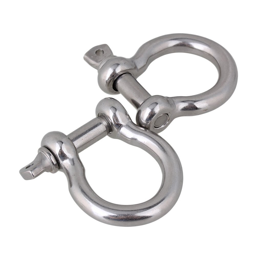 304 Stainless Steel European Style M8 Anchor Shackle Bow Rigging with Pin Clevis Ring Pack of 2