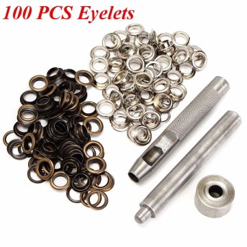 New 8mm 100pcs Eyelets Grommets Punch Tools Set Gasket Button Leather Craft Belt Clothes Garment Bag Shoes DIY Eyelets Kit