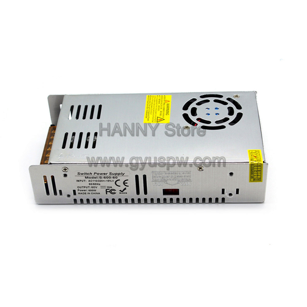 600W 10A 60V Switching Power Supply DC Driver Transformers AC110V 220V TO DC60V SMPS for Led Light CCTV 3D Printer Machinery